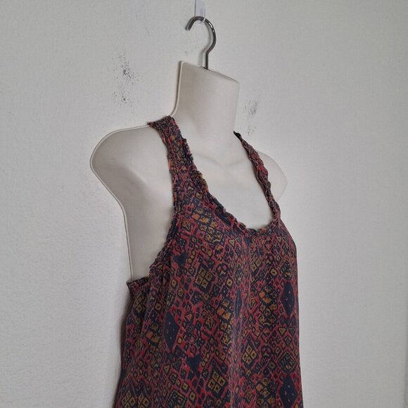 Joie 100% Silk Tunic Top Sz XS Racerback Boho Western Coastal Cowgirl Hippie - Picture 4 of 12